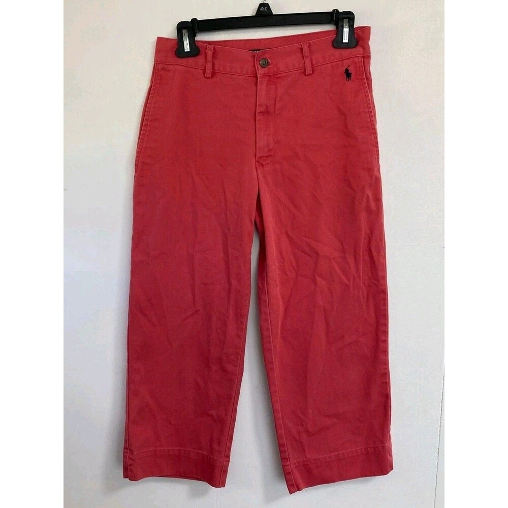 Ralph Lauren Sport Pants Womens 4 Leg Ankle Chino Cropped Capri Salmon Casual